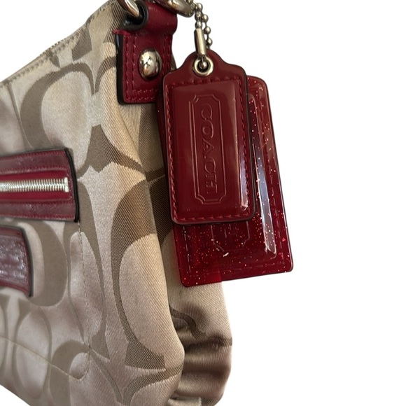 Coach Tan  and Red Y2K Poppy Mini Bag with Signature Style Vintage - Picture 8 of 10